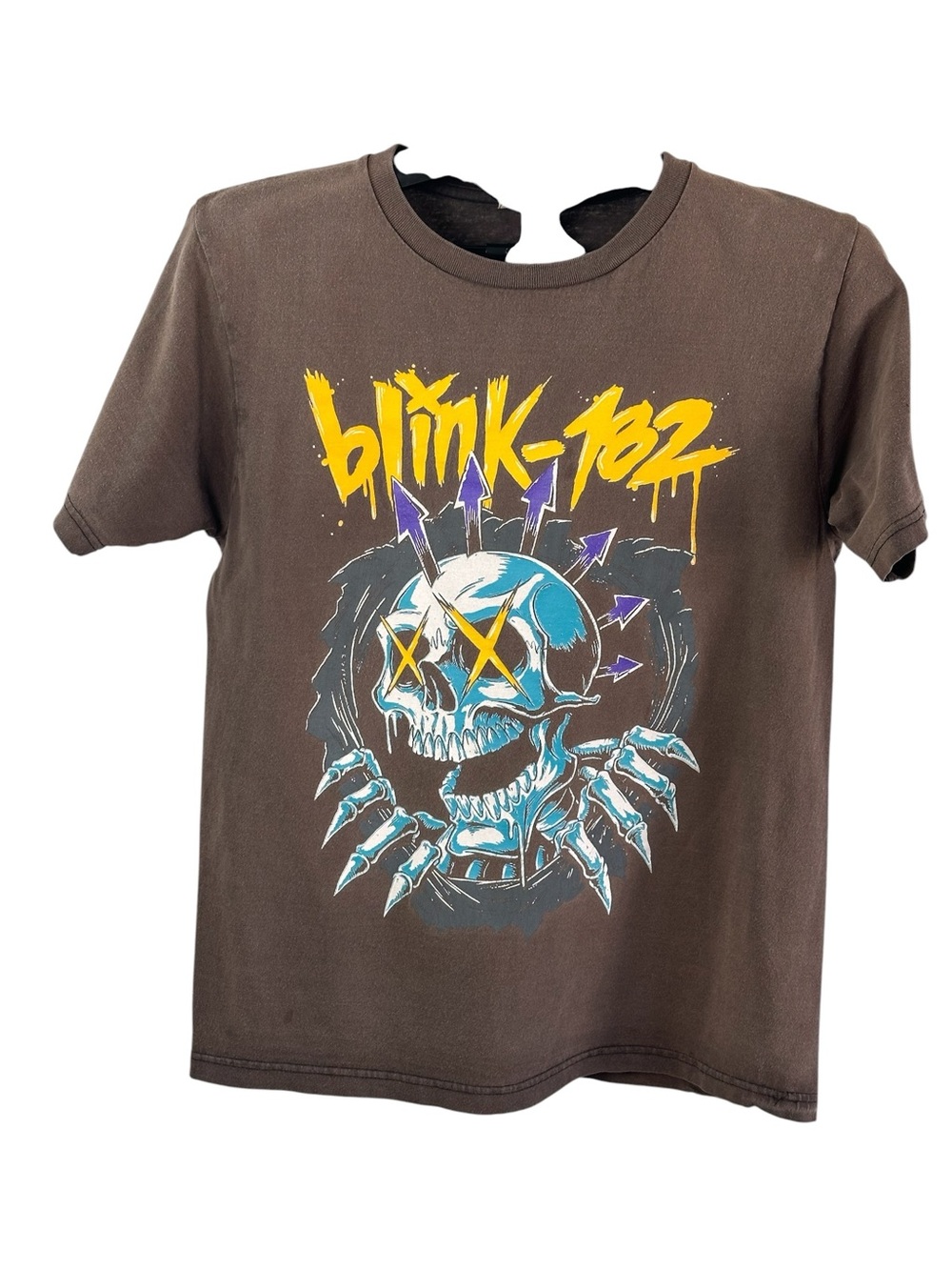 Blink-182 Brown Skull Graphic Band T-Shirt Y2K Emo Pop Punk Grunge READ